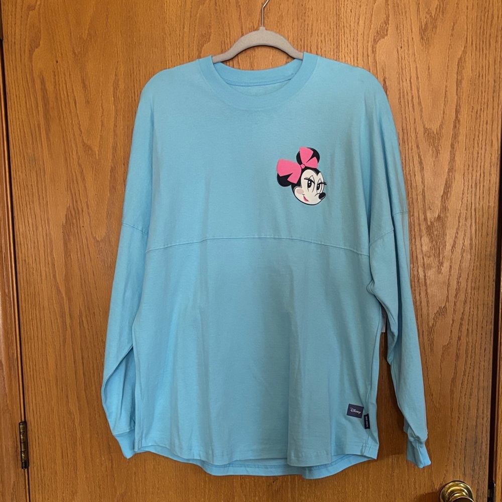 Disney Women’s Light Blue Minnie Mouse Long Sleeve Spirit Jersey
